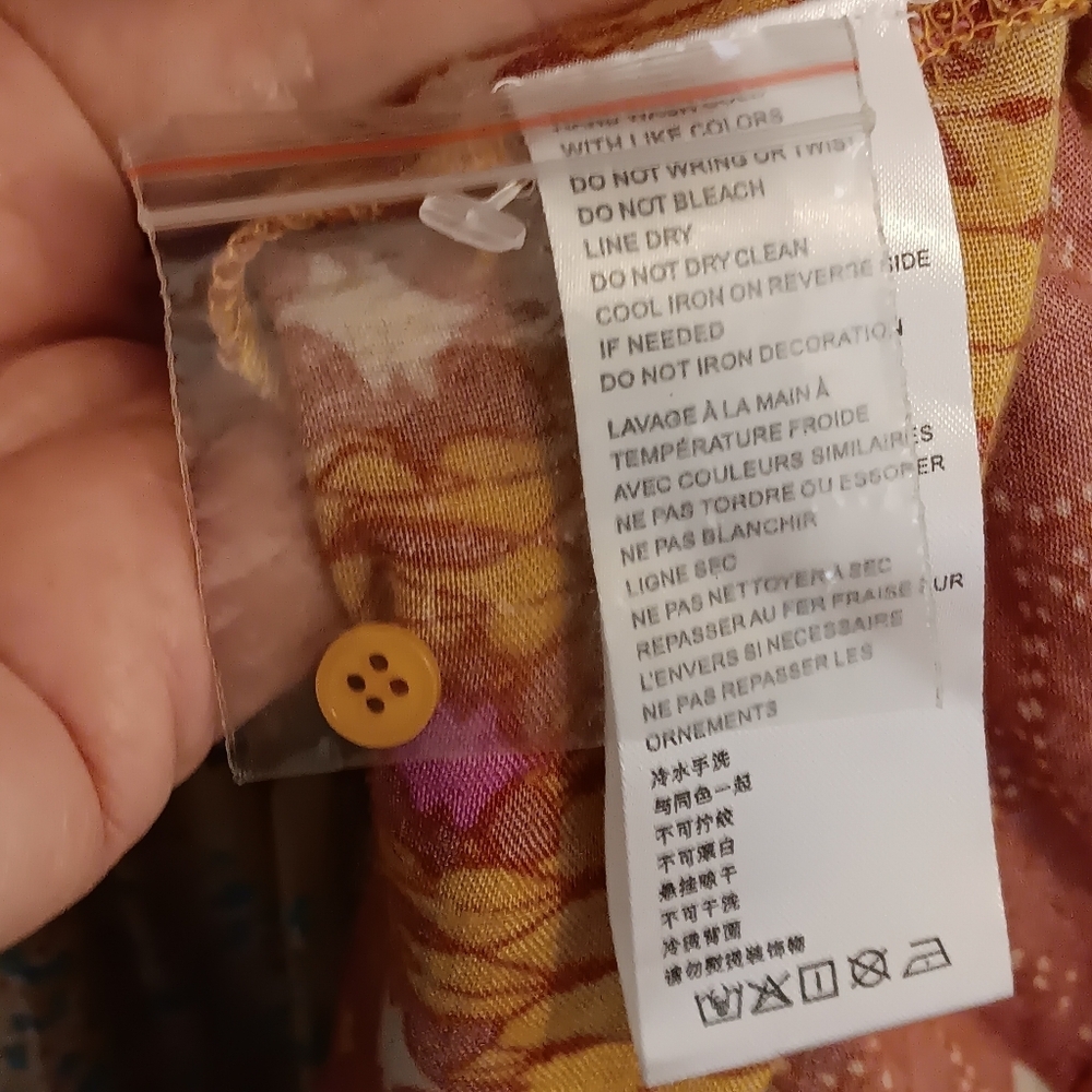 Free People Floral Rare Feelings Maxi Dress Orange & Fuchsia Boho Print Gauze - Picture 10 of 13